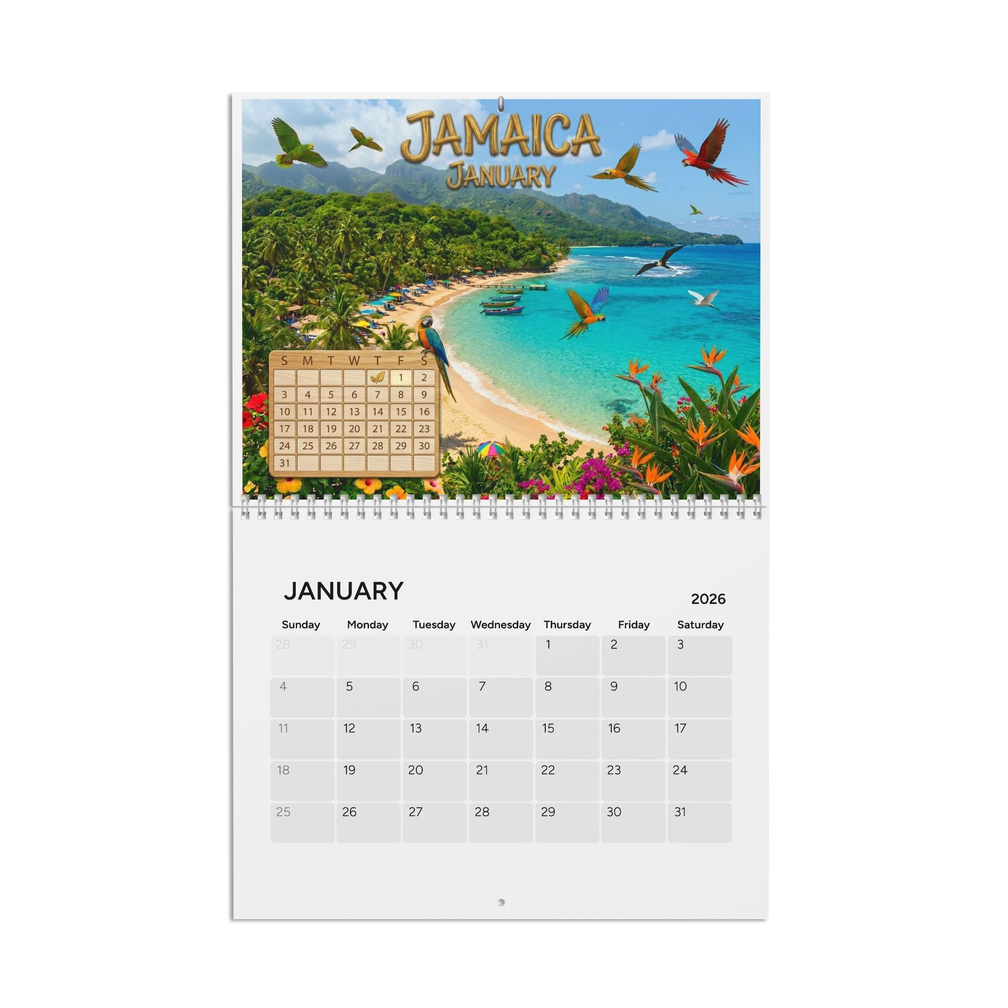 Jamaica Beach Landscape Calendar 2026 | Wall Calendar