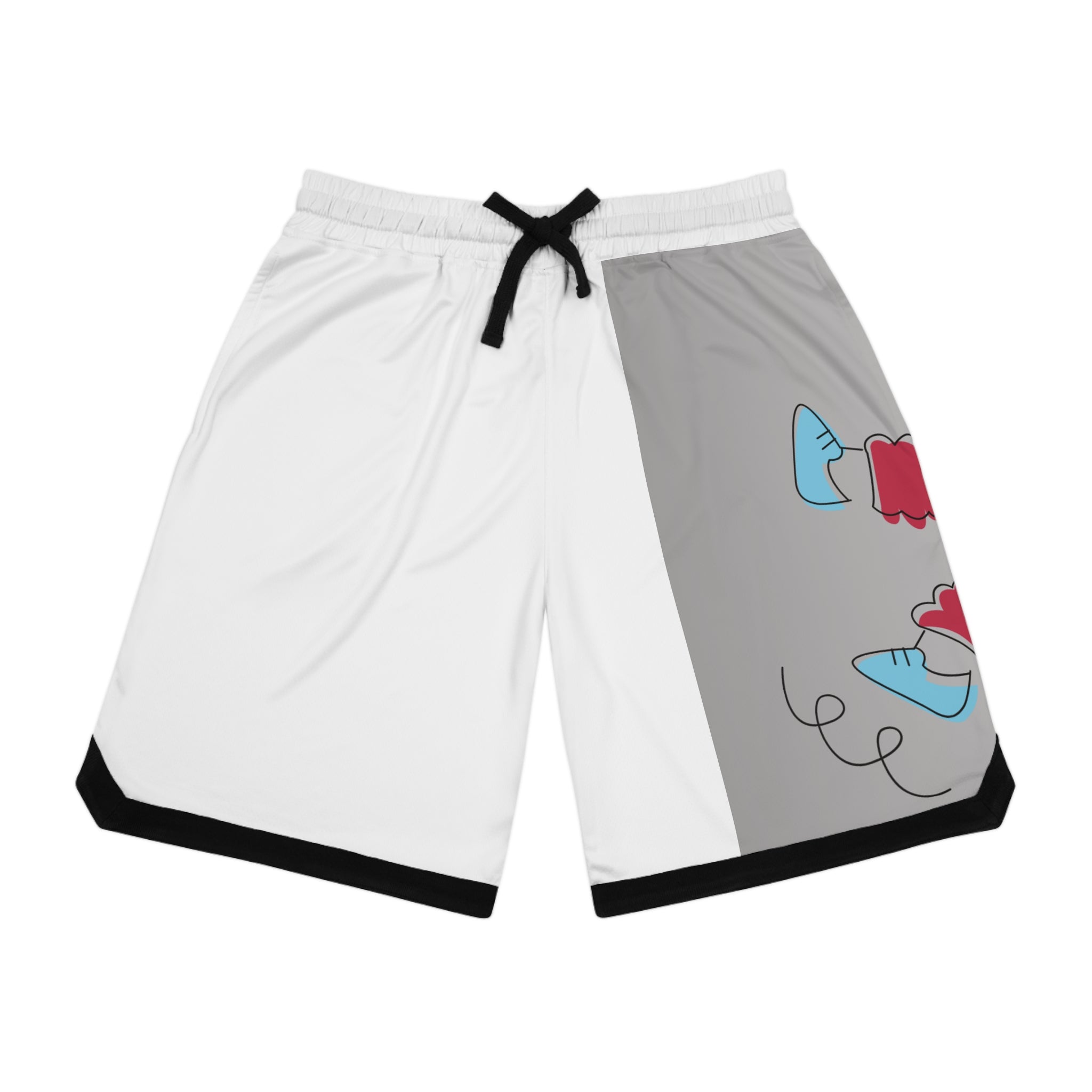 Basketball Shorts — 'Kiss mi rass' Cartoon Graphic Ribbed Athletic Shorts